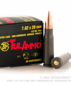 1000 Rounds of 7.62x39mm Ammo by Tula - 122gr FMJ